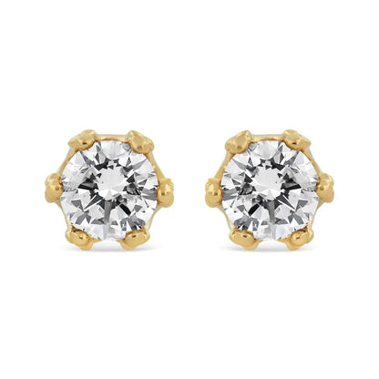 14k Gold 1/2 Cttw Round Diamond Crown Stud Earring (i-j Color I1-i2 Clarity) - Fine Jewelry us Direct