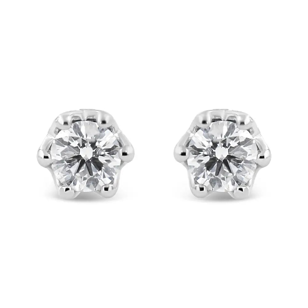 14k Gold 1/2 Cttw Round Diamond Crown Stud Earring (i-j Color I1-i2 Clarity) - Fine Jewelry us Direct