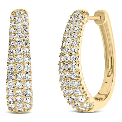 14k Gold 1 3/4 Cttw Pave Set Natural Diamond Tapered Hoop Earrings (g-h Color Vs2-si1 Clarity) - Fine Jewelry us Direct