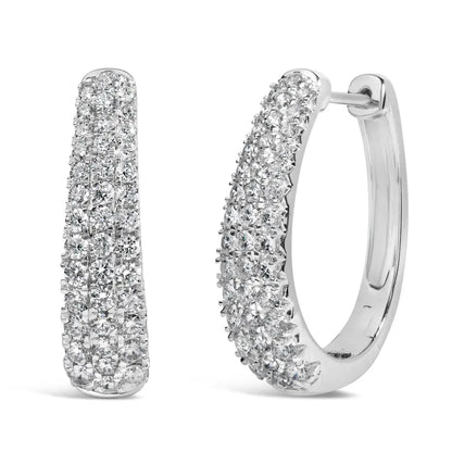 14k Gold 1 3/4 Cttw Pave Set Natural Diamond Tapered Hoop Earrings (g-h Color Vs2-si1 Clarity) - Fine Jewelry us Direct