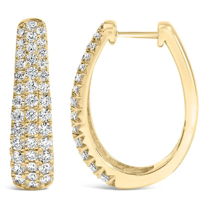 14k Gold 1 3/4 Cttw Pave Set Natural Diamond Tapered Hoop Earrings (g-h Color Vs2-si1 Clarity) - Fine Jewelry us Direct