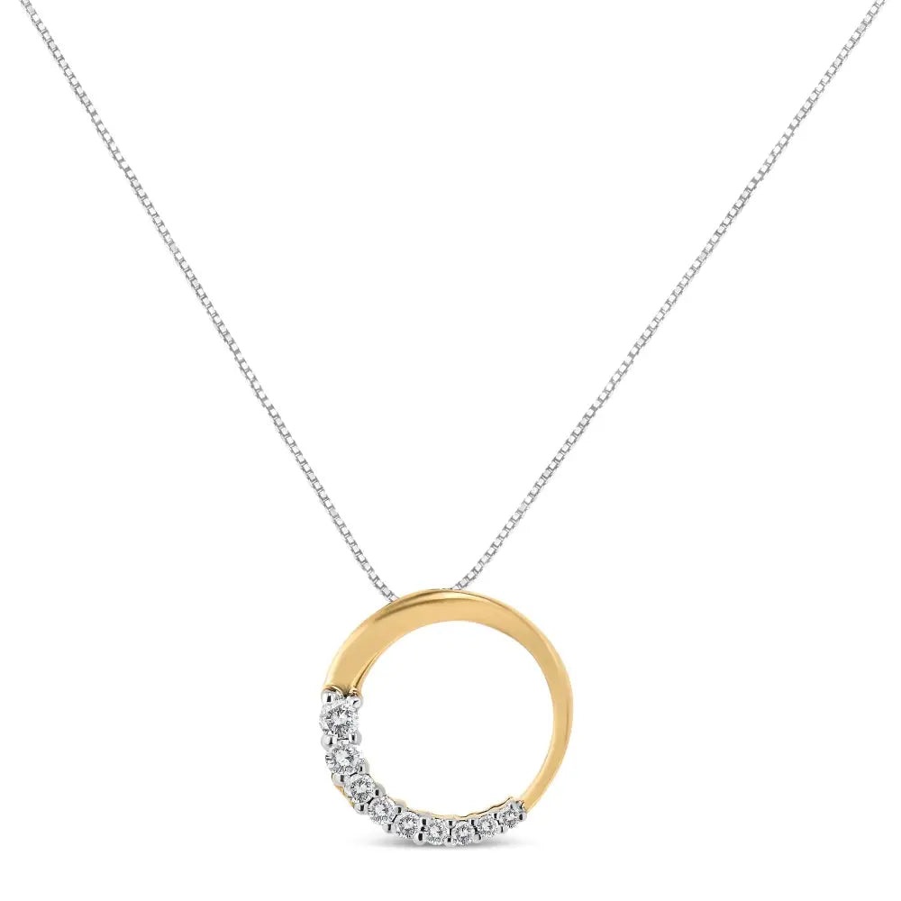 14k Gold 1/4 Cttw Round-cut Graduating Diamond Open Circle Hoop 18’’ Pendant Necklace (j-k Color I1-i2 Clarity)