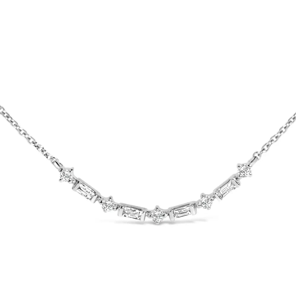 14k Gold 1/5 Cttw Diamond Mixed Shape Curve Bar Pendant Necklace (h-i Color Vs2-si1 Clarity) - 18’’ Inches - Fine