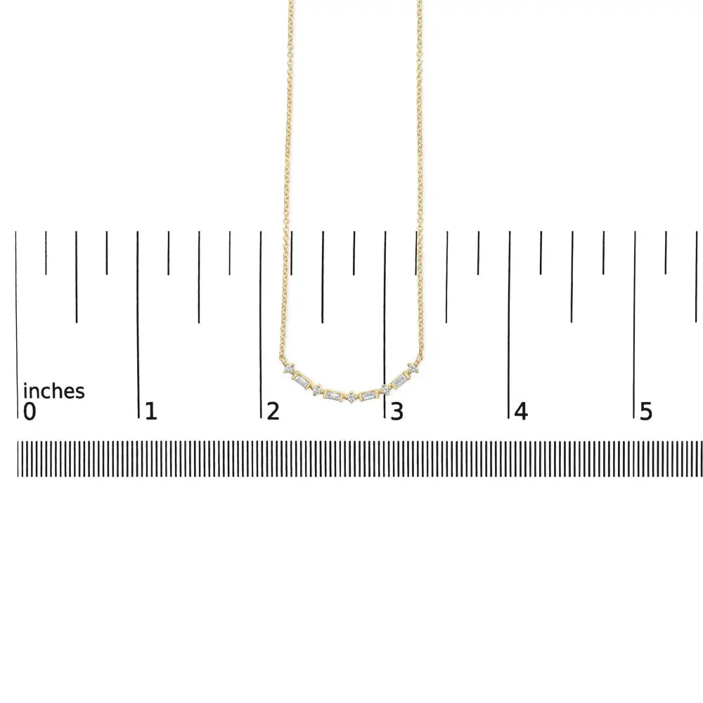 14k Gold 1/5 Cttw Diamond Mixed Shape Curve Bar Pendant Necklace (h-i Color Vs2-si1 Clarity) - 18’’ Inches - Fine