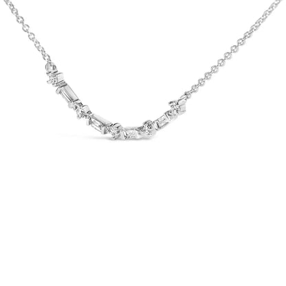 14k Gold 1/5 Cttw Diamond Mixed Shape Curve Bar Pendant Necklace (h-i Color Vs2-si1 Clarity) - 18’’ Inches - Fine