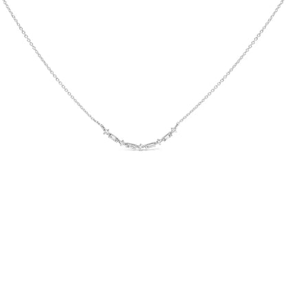 14k Gold 1/5 Cttw Diamond Mixed Shape Curve Bar Pendant Necklace (h-i Color Vs2-si1 Clarity) - 18’’ Inches - Fine