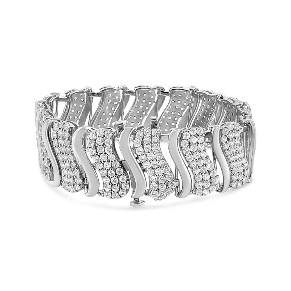 14k Gold 15.0 Cttw Diamond Chevron Wave 7.25’’ Inch Link Bracelet (j-k Color I1-i2 Clarity) - Fine Jewelry us Direct