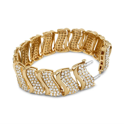 14k Gold 15.0 Cttw Diamond Chevron Wave 7.25’’ Inch Link Bracelet (j-k Color I1-i2 Clarity) - Fine Jewelry us Direct