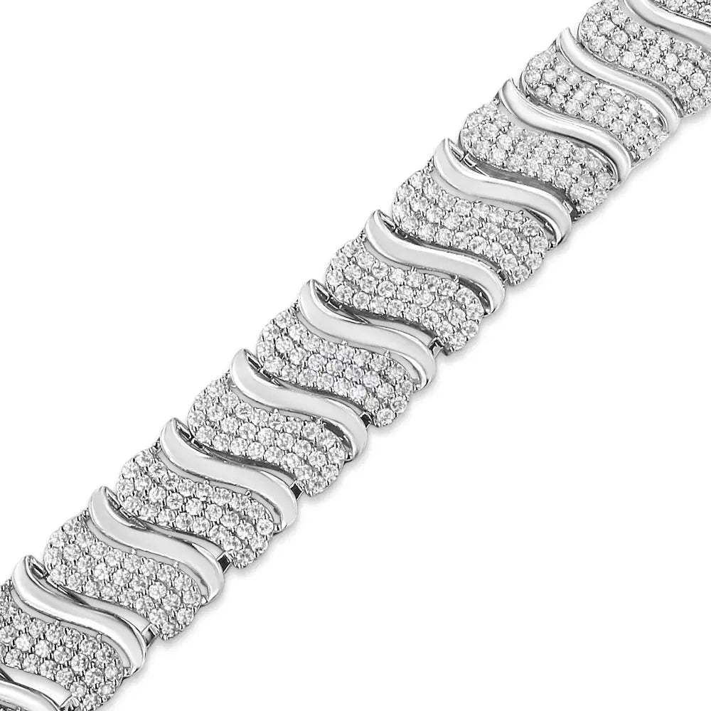 14k Gold 15.0 Cttw Diamond Chevron Wave 7.25’’ Inch Link Bracelet (j-k Color I1-i2 Clarity) - Fine Jewelry us Direct