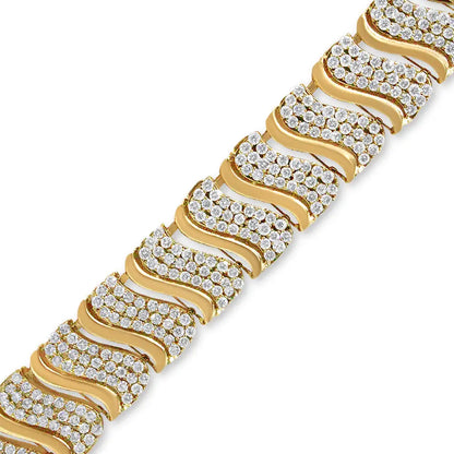 14k Gold 15.0 Cttw Diamond Chevron Wave 7.25’’ Inch Link Bracelet (j-k Color I1-i2 Clarity) - Fine Jewelry us Direct