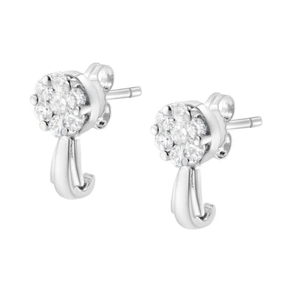 14k Gold 3/4 Cttw Diamond Floral Cluster Drop and Dangle Stud Earrings (h-i Color I1-i2 Clarity) - Fine Jewelry