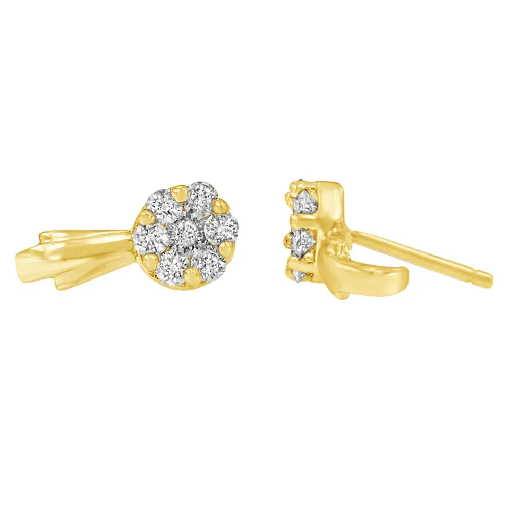 14k Gold 3/4 Cttw Diamond Floral Cluster Drop and Dangle Stud Earrings (h-i Color I1-i2 Clarity) - Fine Jewelry