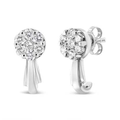 14k Gold 3/4 Cttw Diamond Floral Cluster Drop and Dangle Stud Earrings (h-i Color I1-i2 Clarity) - Fine Jewelry