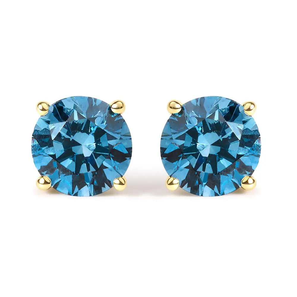 14k Gold Blue Lab Grown Diamond Stud Earrings with Screw Backs - Fine Jewelry us Direct