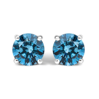 14k Gold Blue Lab Grown Diamond Stud Earrings with Screw Backs - Fine Jewelry us Direct