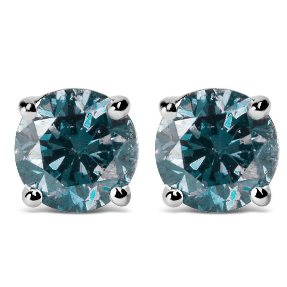 14k Gold Blue Lab Grown Diamond Stud Earrings with Screw Backs - Fine Jewelry us Direct