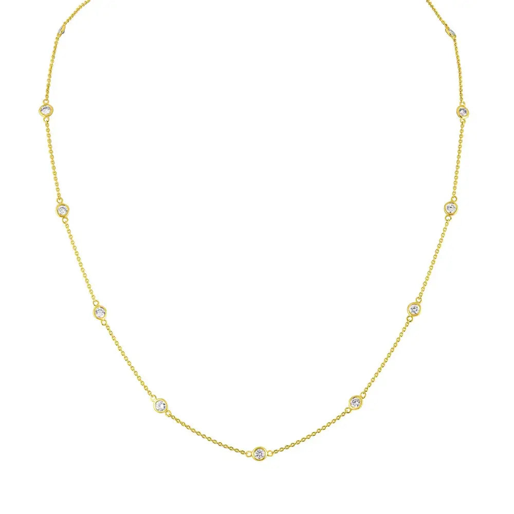 14k Gold Diamond Station Necklace (1 1/10 Cttw H-i Color Vs2-si1 Clarity) - Fine Jewelry us Direct