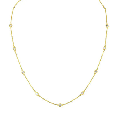 14k Gold Diamond Station Necklace (1 1/10 Cttw H-i Color Vs2-si1 Clarity) - Fine Jewelry us Direct