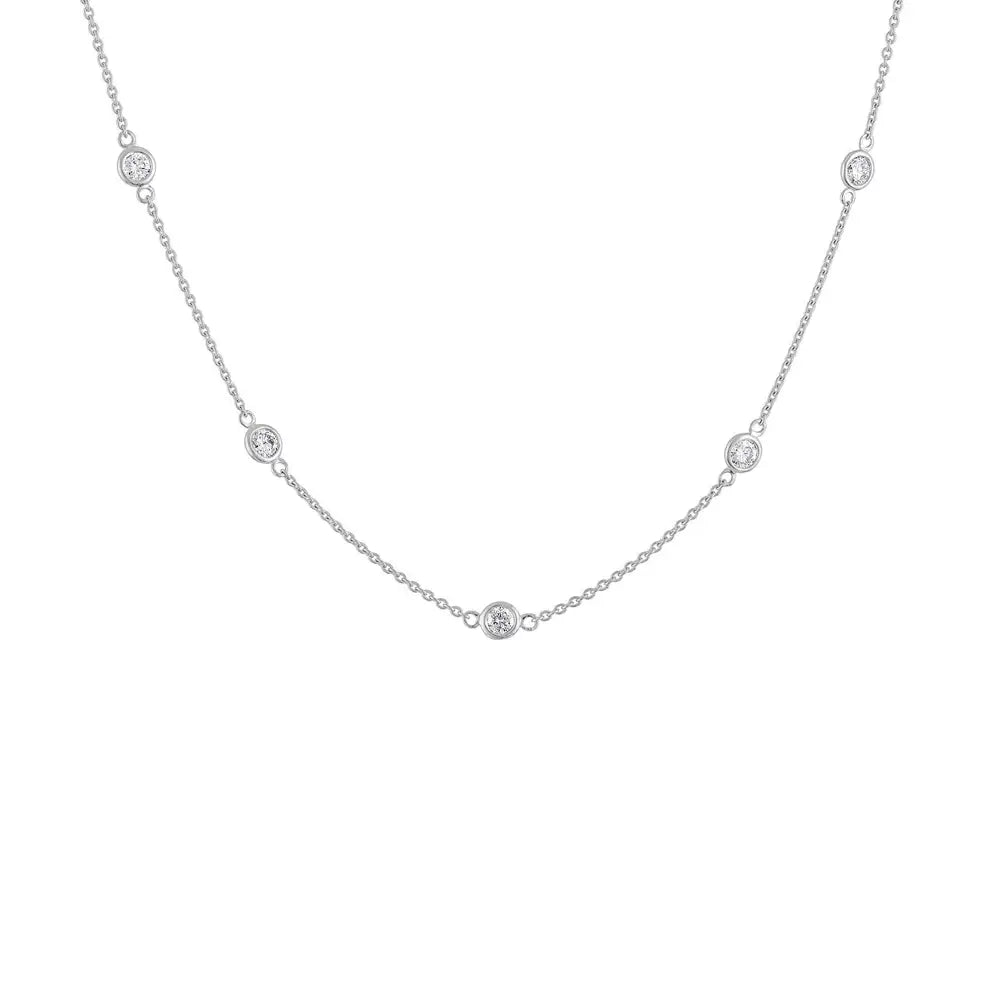 14k Gold Diamond Station Necklace (1 1/10 Cttw H-i Color Vs2-si1 Clarity) - Fine Jewelry us Direct