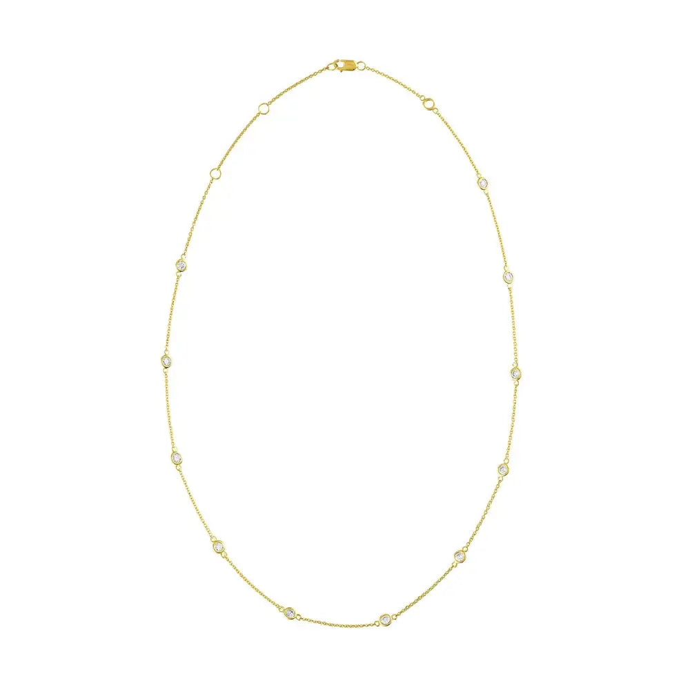 14k Gold Diamond Station Necklace (1 1/10 Cttw H-i Color Vs2-si1 Clarity) - Fine Jewelry us Direct