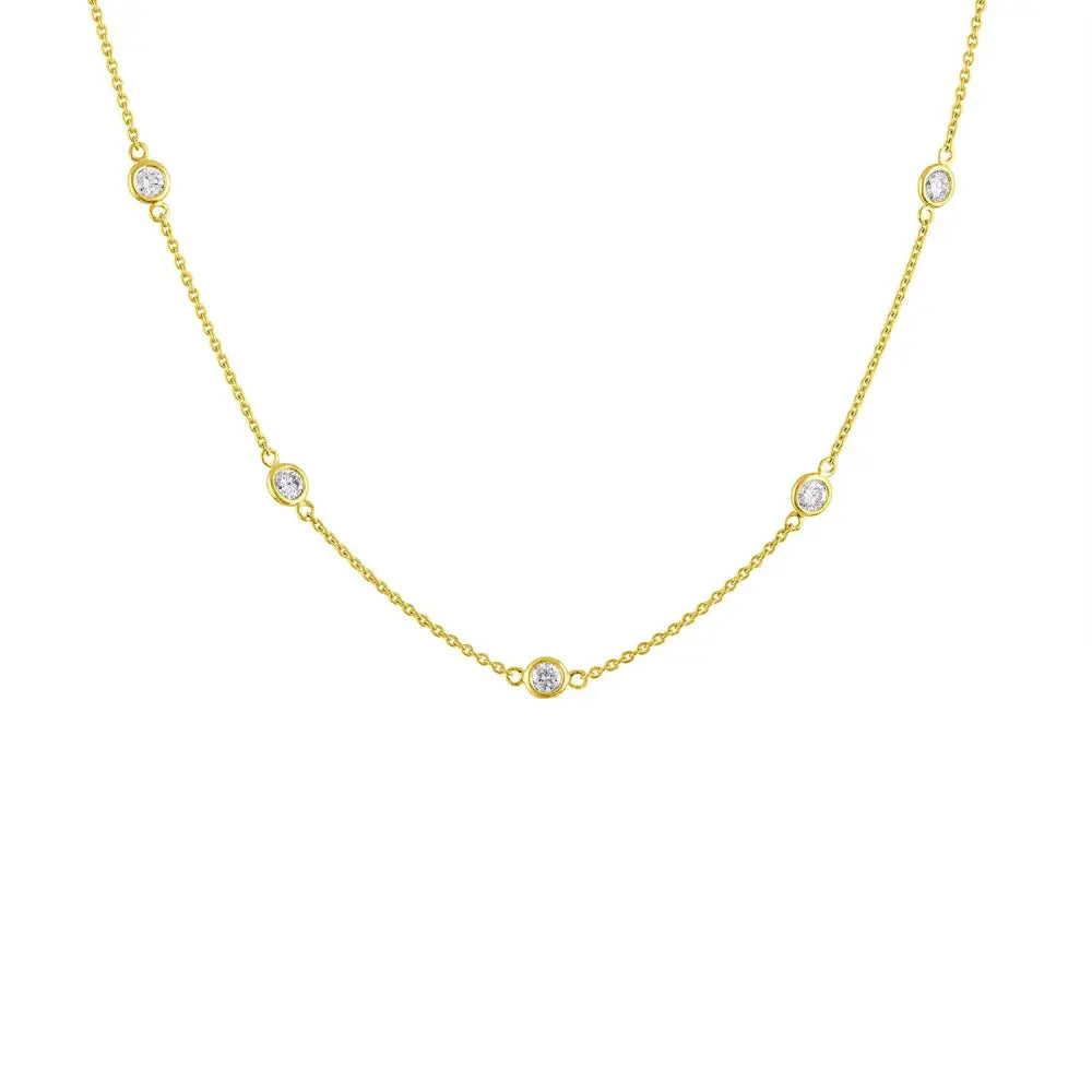 14k Gold Diamond Station Necklace (1 1/10 Cttw H-i Color Vs2-si1 Clarity) - Fine Jewelry us Direct