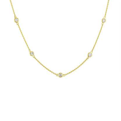 14k Gold Diamond Station Necklace (1 1/10 Cttw H-i Color Vs2-si1 Clarity) - Fine Jewelry us Direct