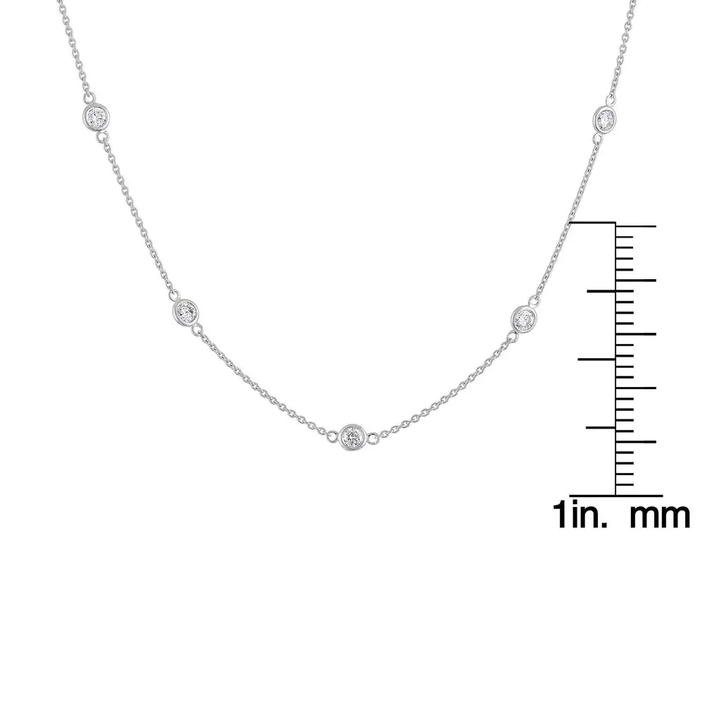 14k Gold Diamond Station Necklace (1 1/10 Cttw H-i Color Vs2-si1 Clarity) - Fine Jewelry us Direct