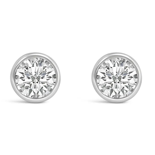 14k Gold Lab Grown Diamond Screw-back Classic Bezel Solitaire Stud Earrings (g-h Color Vs2-si1 Clarity) - Fine Jewelry