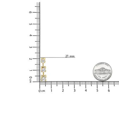 14k Gold Round Diamond 3 Stone Graduated Linear Drop Past Present and Future Stud Earrings (h-i Color Si1-si2 Clarity)