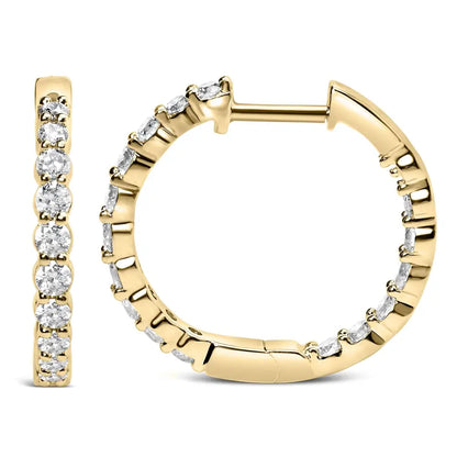 14k Gold Shared Prong Set Diamond Inside out Hoop Earrings (g-h Color Si2-i1 Clarity) - Fine Jewelry us Direct