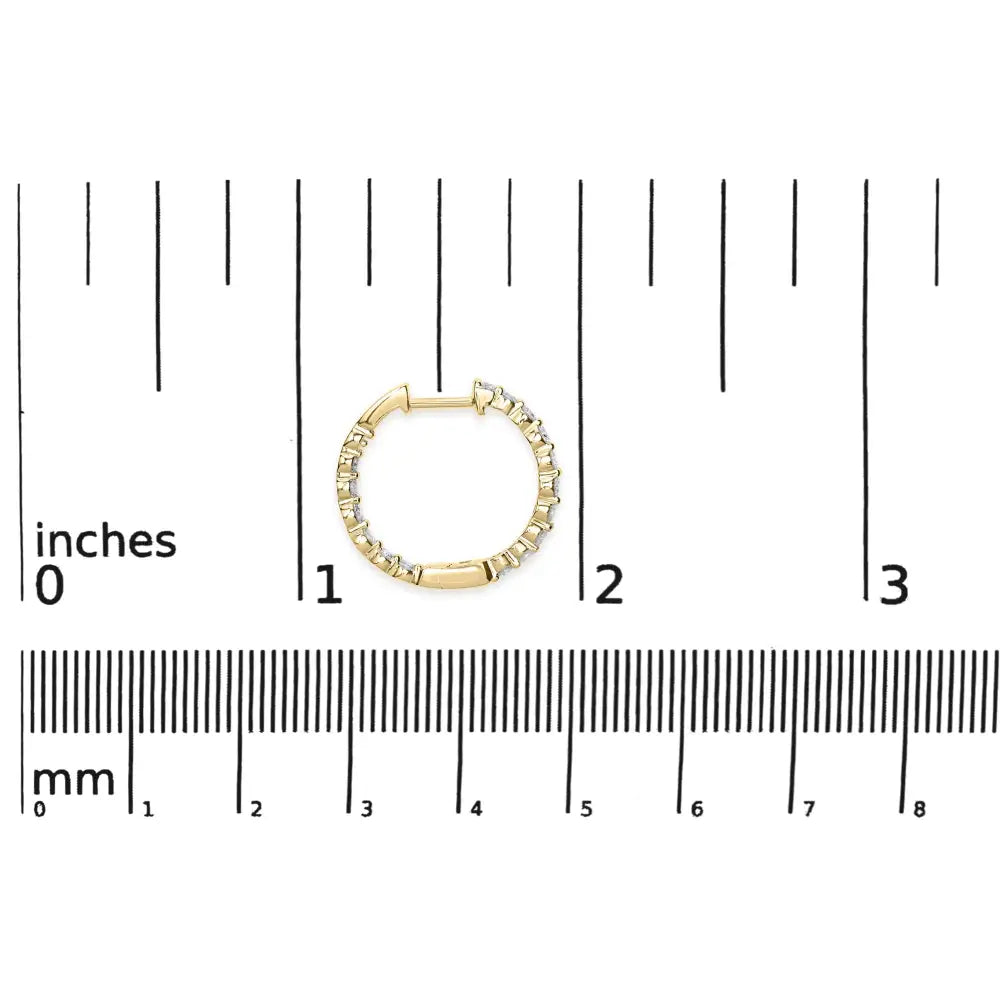 14k Gold Shared Prong Set Diamond Inside out Hoop Earrings (g-h Color Si2-i1 Clarity) - Fine Jewelry us Direct