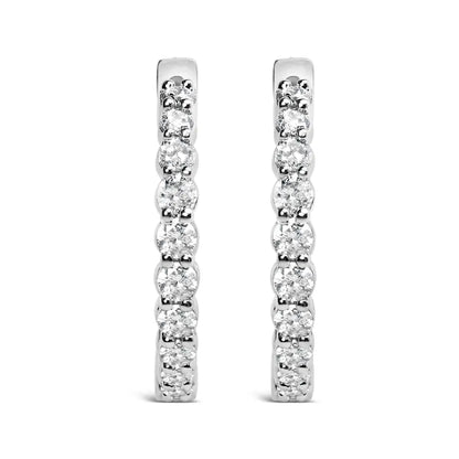 14k Gold Shared Prong Set Diamond Inside out Hoop Earrings (g-h Color Si2-i1 Clarity) - Fine Jewelry us Direct