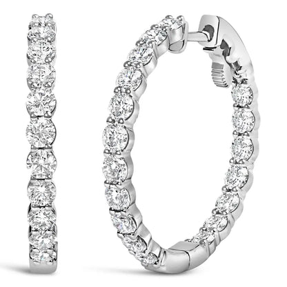 14k Gold Shared Prong Set Diamond Inside out Hoop Earrings (g-h Color Si2-i1 Clarity) - Fine Jewelry us Direct