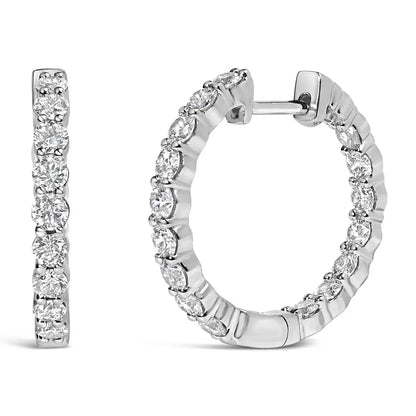 14k Gold Shared Prong Set Diamond Inside out Hoop Earrings (g-h Color Si2-i1 Clarity) - Fine Jewelry us Direct