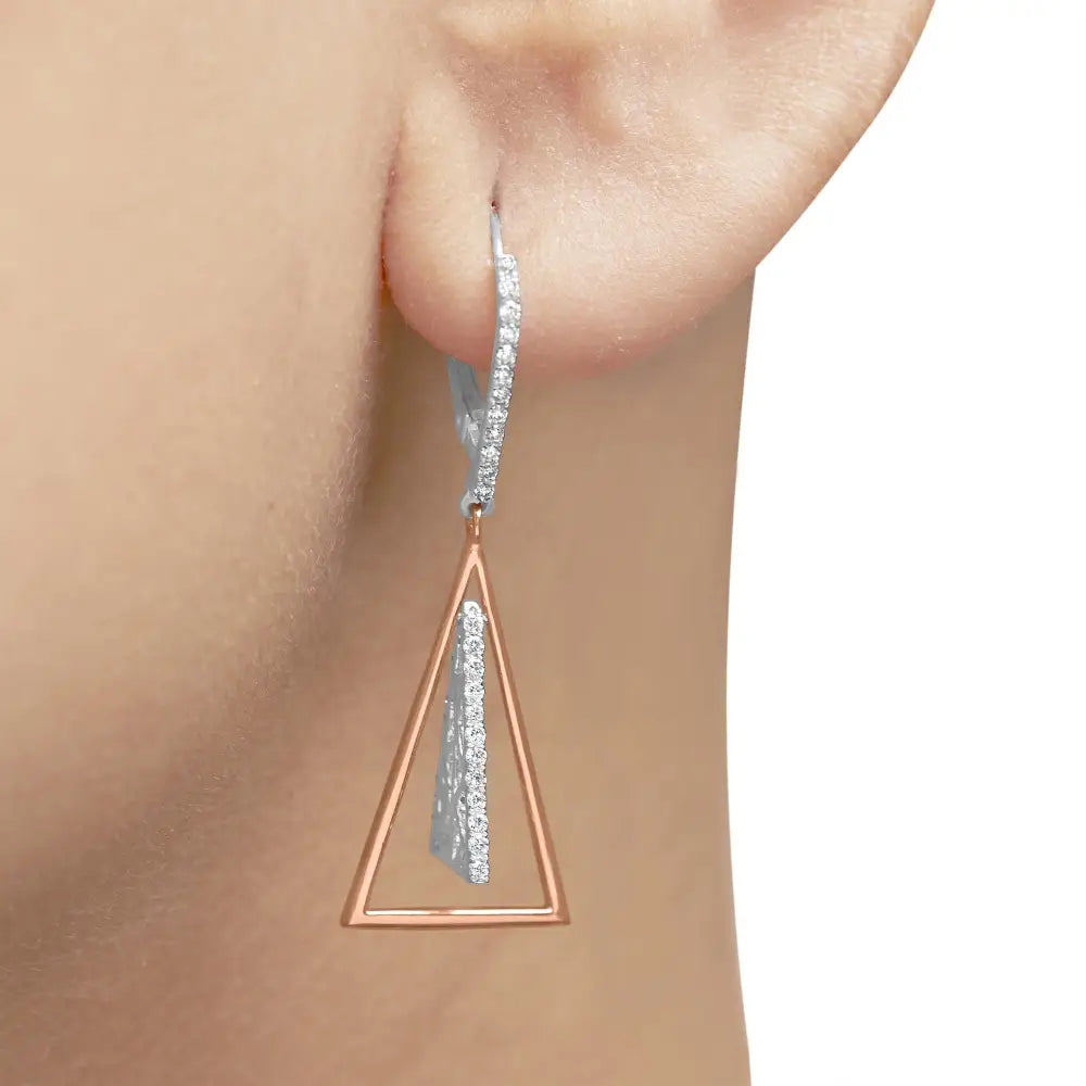 14k Rose and White Gold 3/8 Cttw Diamond Windchime Drop Dangle Earring (g-h Color Si1-si2 Clarity) - Fine Jewelry