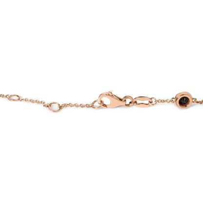 14k Rose Gold 1.00 Cttw Bezel Set Black Diamond 7 Station Link Bracelet (black Color I2-i3 Clarity) - 7.5’’ Inches