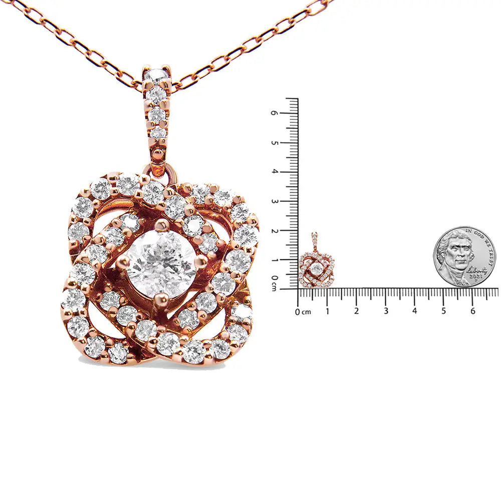 14k Rose Gold 1.00 Cttw Diamond Criss Cross Infinite Swirl ?18’’ Pendant Necklace (h-i Color Si2-i1 Clarity) - Fine