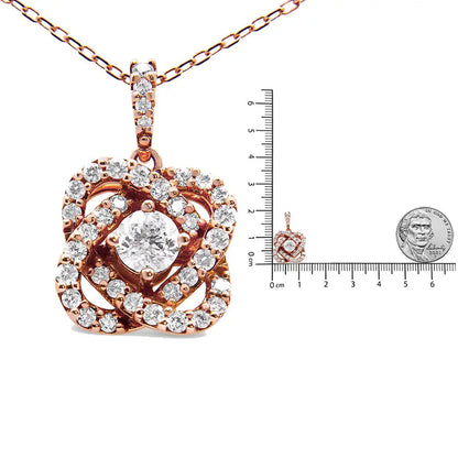 14k Rose Gold 1.00 Cttw Diamond Criss Cross Infinite Swirl ?18’’ Pendant Necklace (h-i Color Si2-i1 Clarity) - Fine