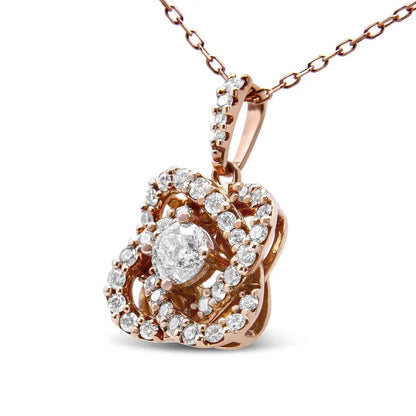 14k Rose Gold 1.00 Cttw Diamond Criss Cross Infinite Swirl ?18’’ Pendant Necklace (h-i Color Si2-i1 Clarity) - Fine