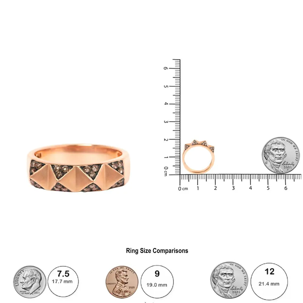 14k Rose Gold 1/4 Cttw Brown Diamond Pyramid Band Ring (brown Color Si1-si2 Clarity)- Size 7 - Fine Jewelry us Direct