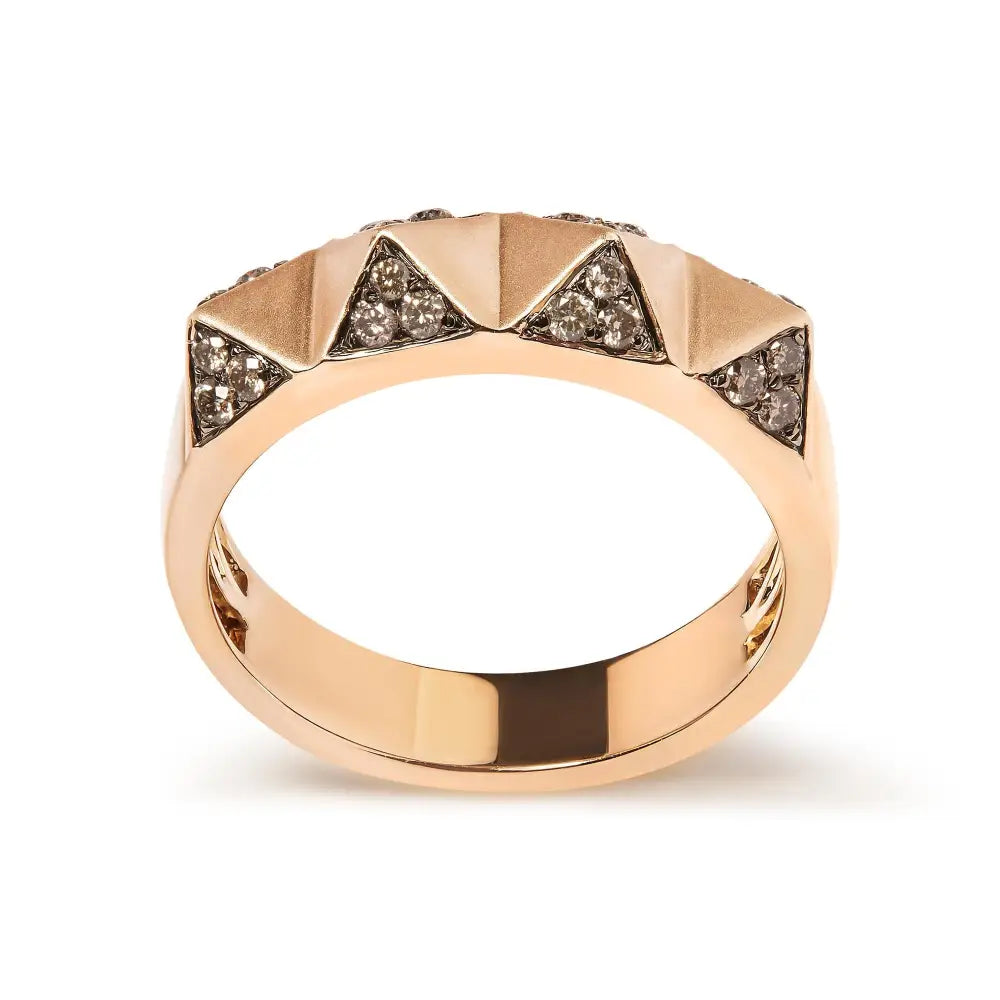 14k Rose Gold 1/4 Cttw Brown Diamond Pyramid Band Ring (brown Color Si1-si2 Clarity)- Size 7 - Fine Jewelry us Direct