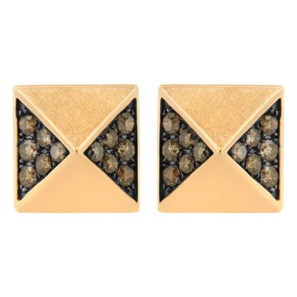 14k Rose Gold 1/4 Cttw Brown Diamond Pyramid Stud Earring (brown Color Si1-si2 Clarity) - Fine Jewelry us Direct