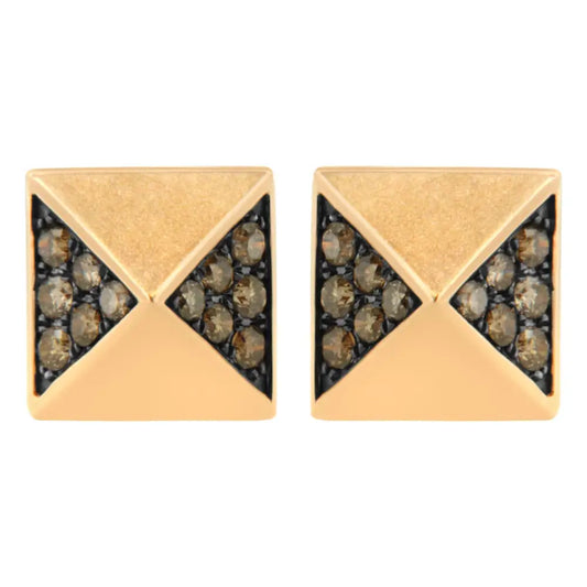 14k Rose Gold 1/4 Cttw Brown Diamond Pyramid Stud Earring (brown Color Si1-si2 Clarity) - Fine Jewelry us Direct