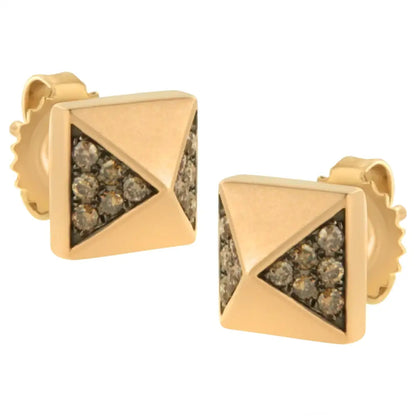 14k Rose Gold 1/4 Cttw Brown Diamond Pyramid Stud Earring (brown Color Si1-si2 Clarity) - Fine Jewelry us Direct