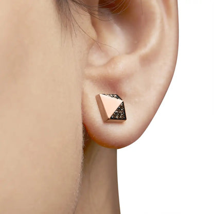 14k Rose Gold 1/4 Cttw Brown Diamond Pyramid Stud Earring (brown Color Si1-si2 Clarity) - Fine Jewelry us Direct