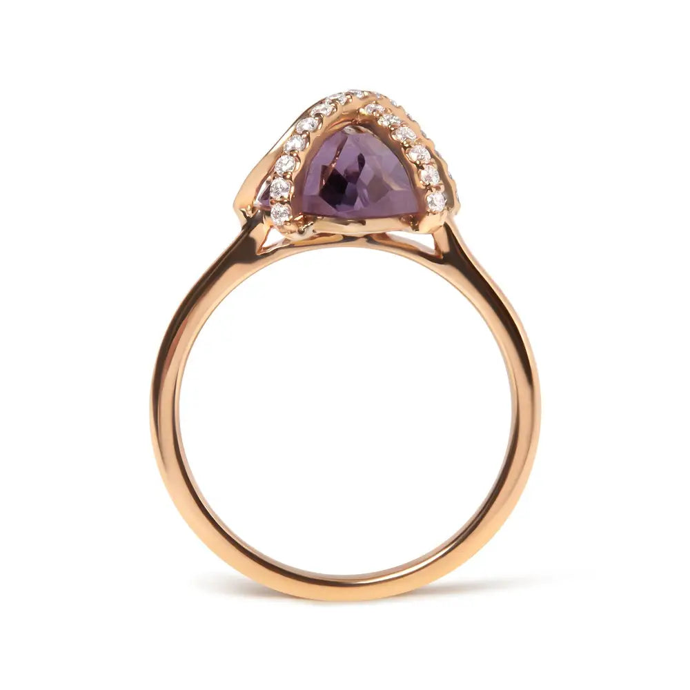 14k Rose Gold 1/5 Cttw Diamond Wrapped 15x15 Mm Purple Amethyst Cocktail Ring (g-h Color Si1-si2 Clarity) - Fine