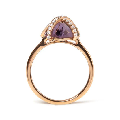 14k Rose Gold 1/5 Cttw Diamond Wrapped 15x15 Mm Purple Amethyst Cocktail Ring (g-h Color Si1-si2 Clarity) - Fine