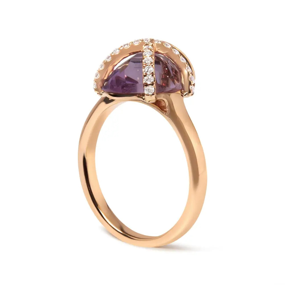 14k Rose Gold 1/5 Cttw Diamond Wrapped 15x15 Mm Purple Amethyst Cocktail Ring (g-h Color Si1-si2 Clarity) - Fine