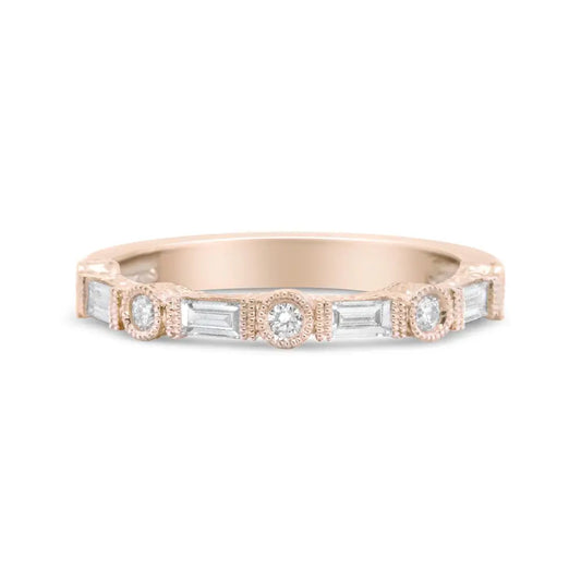 14k Rose Gold 3/8 Cttw Baguette and Round Diamond Bridal Band - (h-i Color Vs1-vs2 Clarity) - Fine Jewelry us Direct