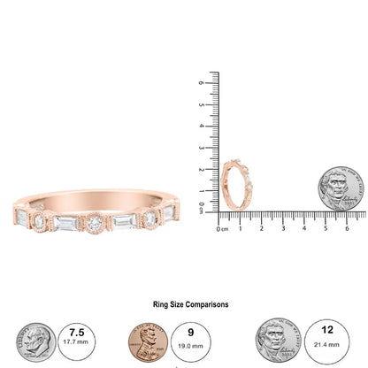 14k Rose Gold 3/8 Cttw Baguette and Round Diamond Bridal Band - (h-i Color Vs1-vs2 Clarity) - Fine Jewelry us Direct